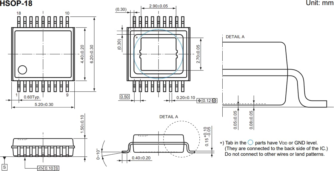 Mechanical Drawing - Nisshinbo R1276S Synchronous Step-Down DC-DC Converter