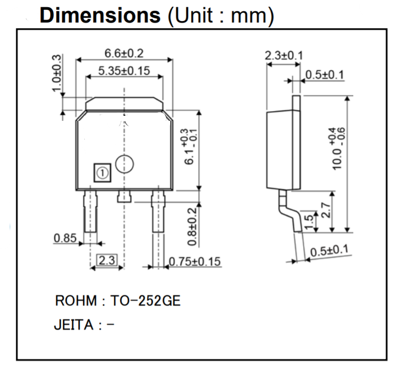 Mechanical Drawing - ROHM Semiconductor RFVxBGE6STL Super Fast Recovery Diodes