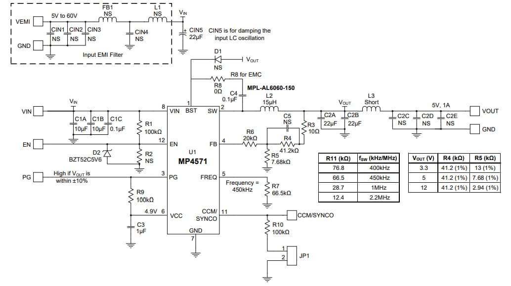 Schematic - Monolithic Power Systems (MPS) EVBL4571-QB-00A Evaluation Board