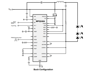 Application Circuit Diagram - Monolithic Power Systems (MPS) MPQ2484 Multi-Topology LED Controllers