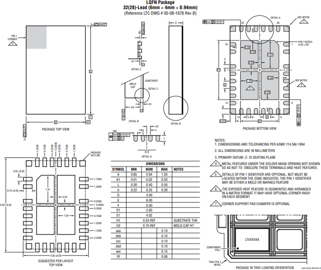 Mechanical Drawing - Analog Devices Inc. LT8350/LT8350S Synchronous Buck-Boost Converters