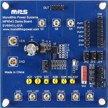 Monolithic Power Systems (MPS) EV6543 Brushless DC Motor Driver Evaluation Boards