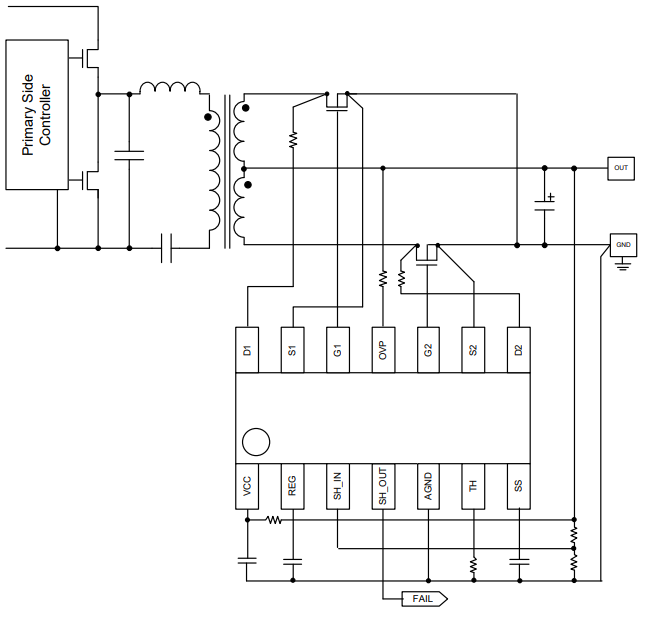 Application Circuit Diagram - ROHM Semiconductor BD85506F Synchronous Rectification Control ICs