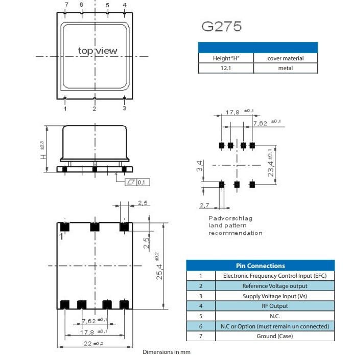 機械製圖 - Microchip Technology OX-221溫控式晶體振盪器