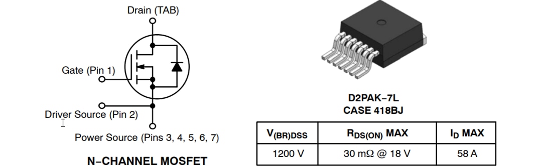 電路圖 - onsemi NTBG022N120M3S 1200V M3S系列SiC MOSFET