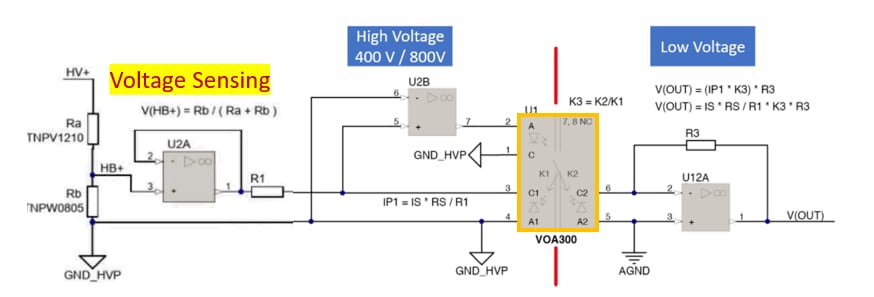 應用電路圖 - Vishay VOA300汽車線性光耦合器