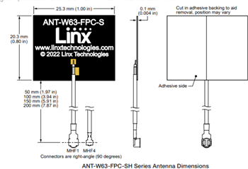 Mechanical Drawing - TE Connectivity / Linx Technologies ANT‐W63-FPC Wi-Fi® 6/6E Antennas