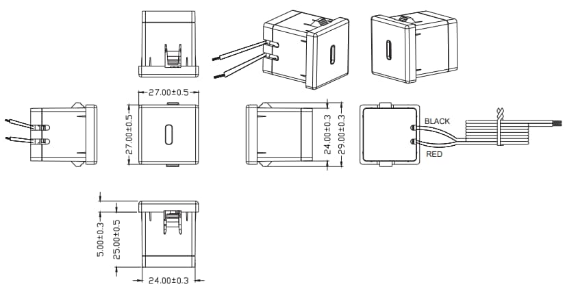 Qualtek Electronics QKRC Snap-in USB Type C Power Supply Receptacle