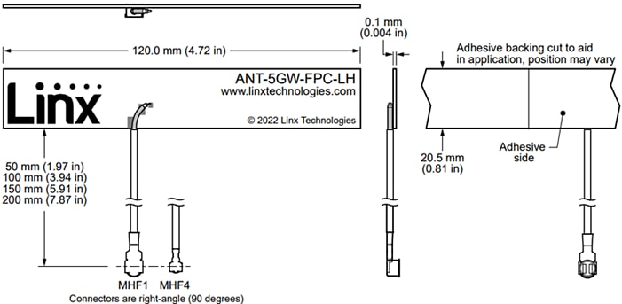 TE Connectivity / Linx Technologies ANT-5GW-FPC-LH軟性蜂巢式Sub-6 5G天線