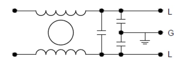 Schematic - Spectrum Control Dual Line Common Mode Panel Mount EMI Filters