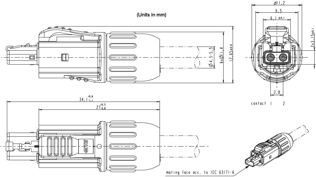 機械製圖 - TE Connectivity SPE T1 工業連接器 IP20