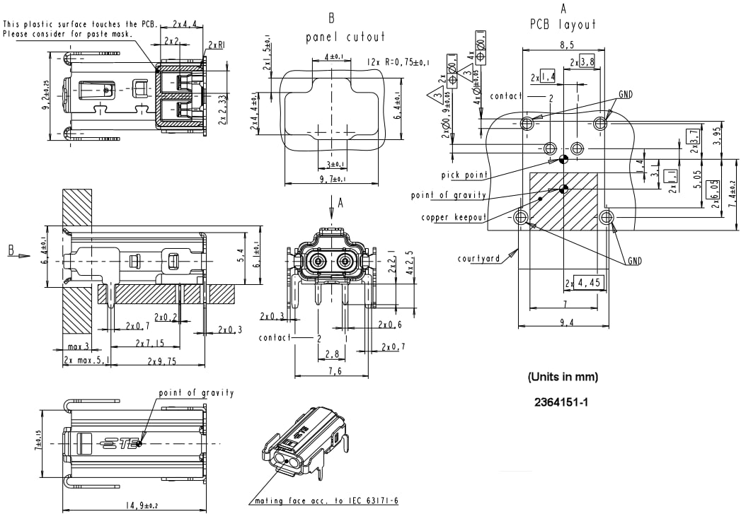 機械製圖 - TE Connectivity SPE T1 工業連接器 IP20