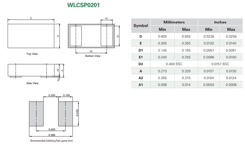 Mechanical Drawing - Littelfuse SP31xE TVS Diode Arrays
