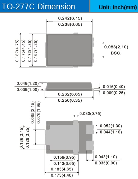 Mechanical Drawing - PANJIT H-Type Ultra-Low Schottky Diodes & Rectifiers