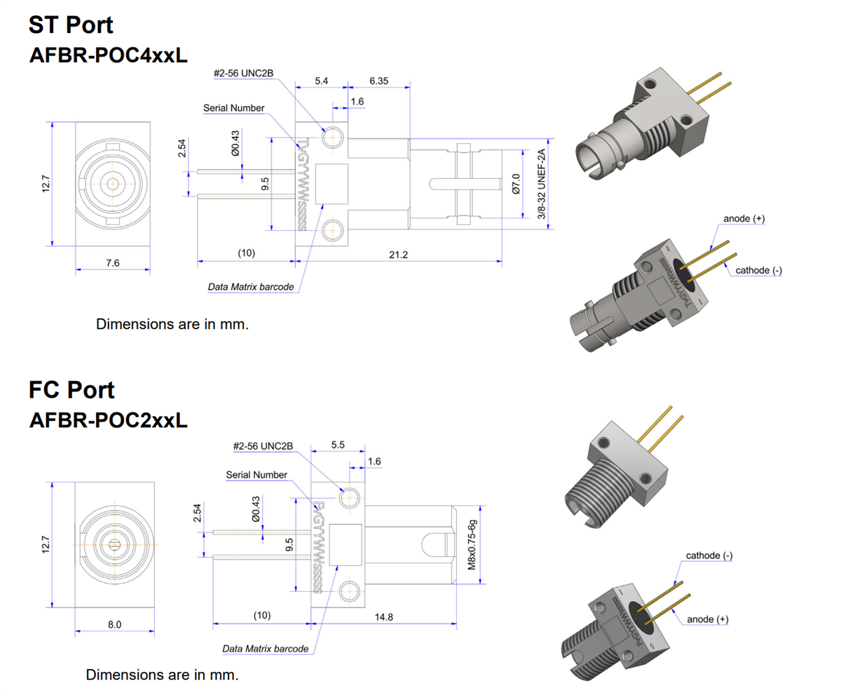 Mechanical Drawing - Broadcom Optical Power Converters