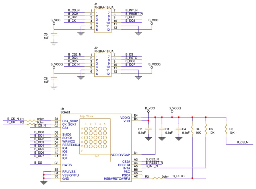 Schematic - Infineon Technologies EVAL-S28HL512T SEMPER™ Octal SPI Memory Module