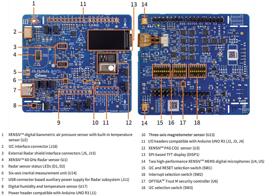定位電路 - Infineon Technologies SHIELD_XENSIV_A XENSIV™感測器擴展板