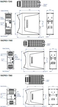 Mechanical Drawing - RECOM Power RACPRO1 DIN-Rail Power Supplies