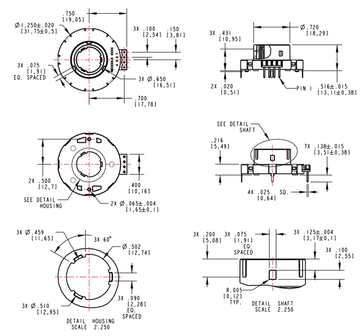 Mechanical Drawing - Grayhill Optical Ring Encoders
