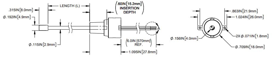Mechanical Drawing - BIVAR SASG LED Light Pipes