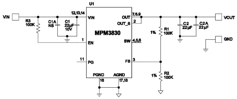 Schematic - Monolithic Power Systems (MPS) EVM3830-QV-00A Evaluation Board