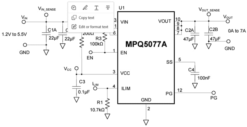 Schematic - Monolithic Power Systems (MPS) EVQ5077A-G-01A Evaluation Board
