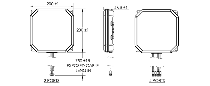 機械製圖 - TE Connectivity ProSig Wi-Fi® 6E三頻帶定向天線