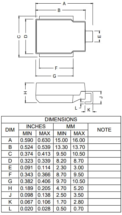 Mechanical Drawing - Micro Commercial Components (MCC) SM6S24AHE3 TVS Diode