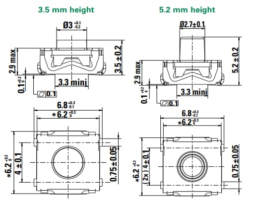 機械製圖 - C&K Switches EL2基本輕觸開關