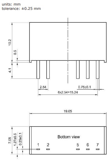 Mechanical Drawing - CUI Inc DRM2-S DC-DC Converters