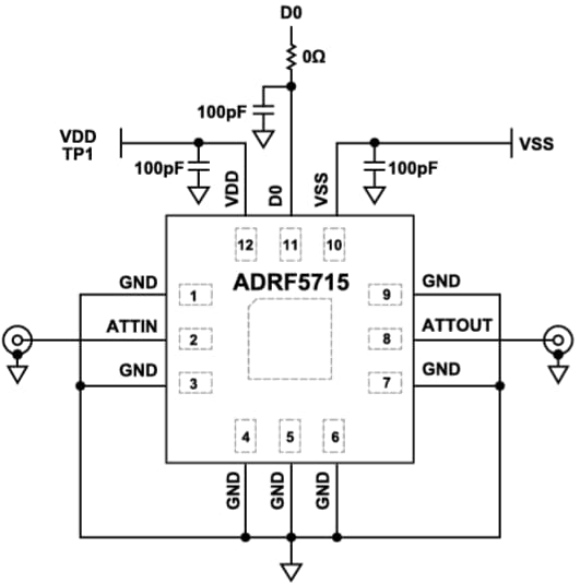 Application Circuit Diagram - Analog Devices Inc. ADRF5715 Silicon Digital Attenuators