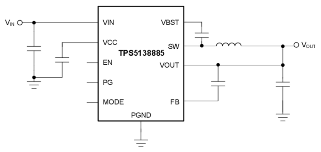 Schematic - Texas Instruments TPS513885 Synchronous Buck Converter