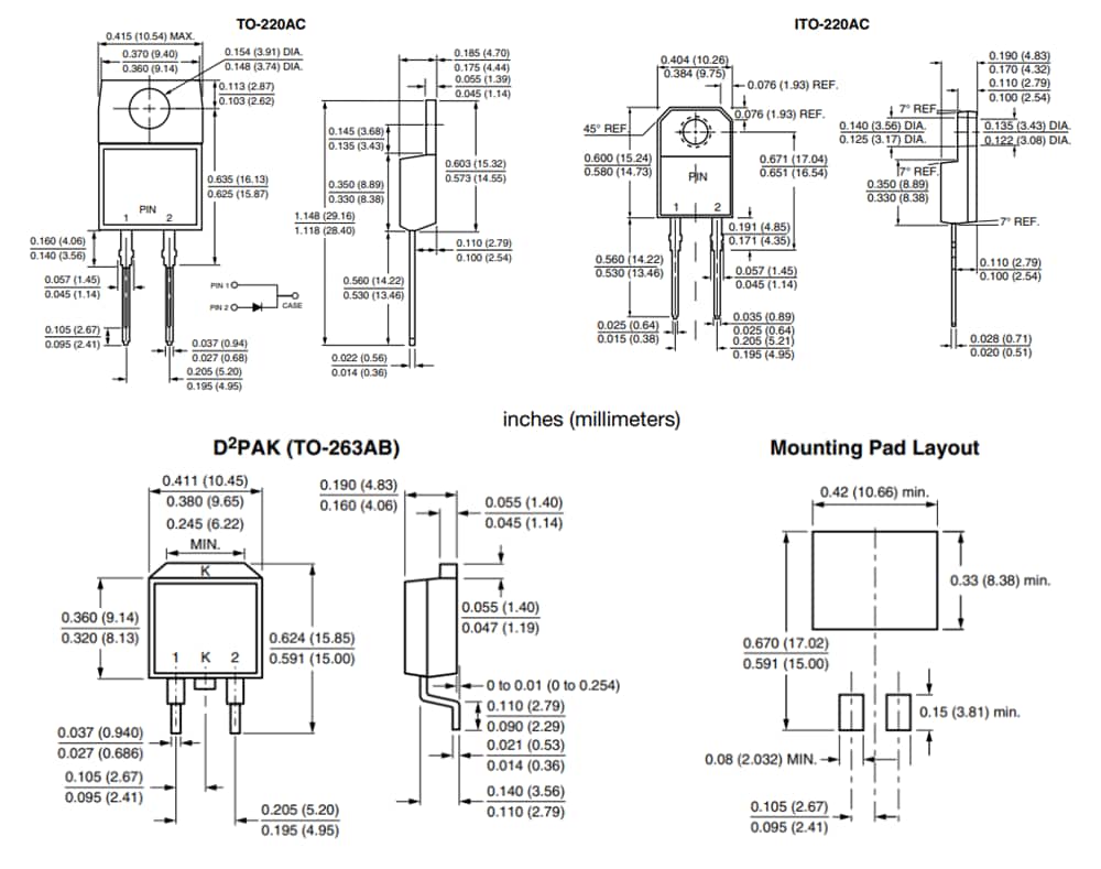 Mechanical Drawing - Vishay Semiconductors FESx Ultrafast Plastic Rectifiers