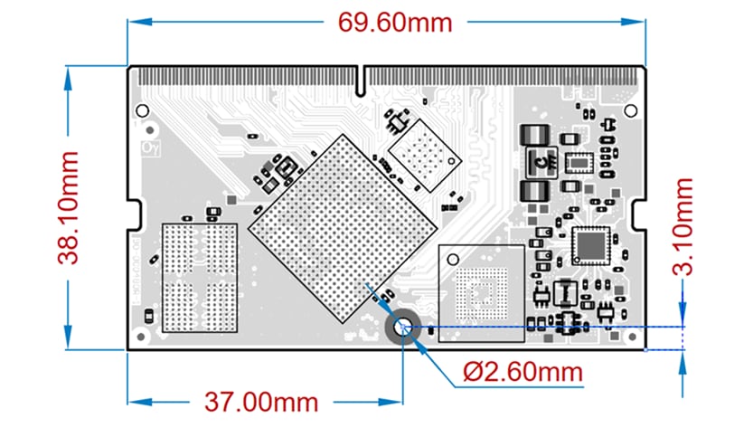 Mechanical Drawing - Critical Link MitySOM-AM62A System-On-Modules