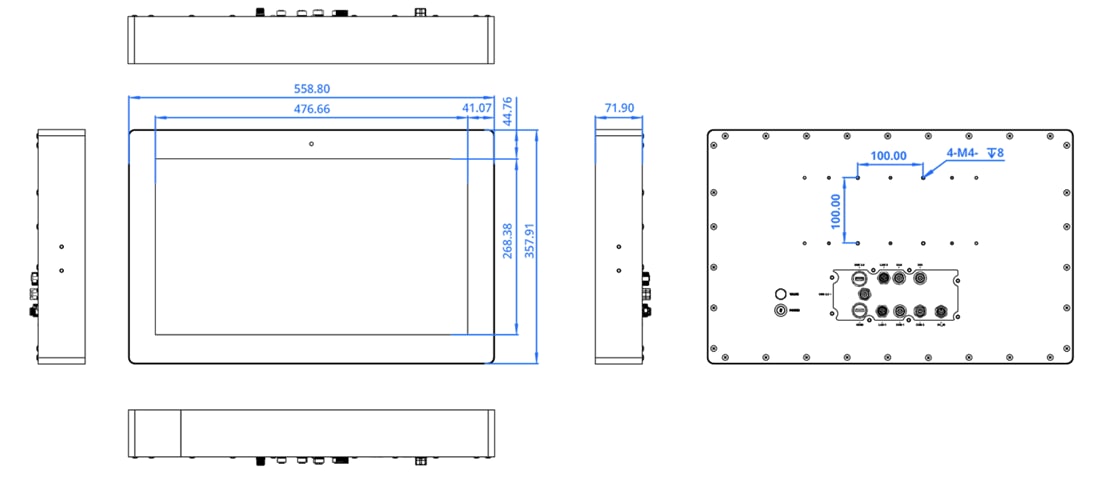Mechanical Drawing - IEI Technology SHIELD-215 Industrial Panel PCs