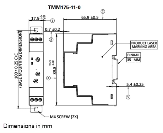 機械製圖 - Littelfuse TMM175 DIN軌道式時間延遲型繼電器