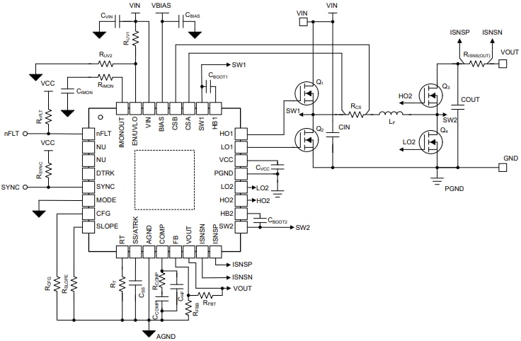 電路圖 - Texas Instruments LM51770 4開關降壓升壓控制器