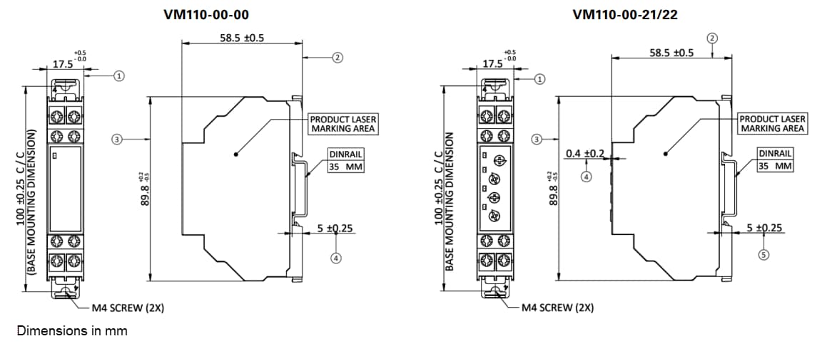 機械製圖 - Littelfuse VM110電壓監控繼電器