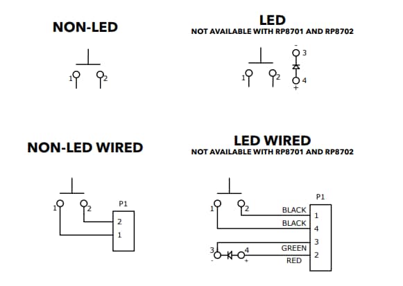 Schematic - E-Switch RP8700 IP68 Sealed Pushbutton Switches