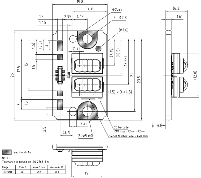 機械製圖 - ams OSRAM PLPM7 Vegalas™ Power多晶邊緣發射型雷射