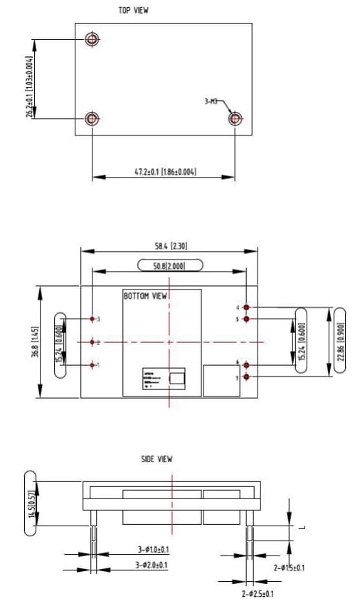 Mechanical Drawing - Advanced Energy / Artesyn BCQ1300 & BDQ1300 Quarter-Brick DC-DC Converters