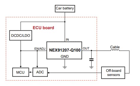 Application Circuit Diagram - Nexperia NEX9x 40V LDO Voltage Regulators