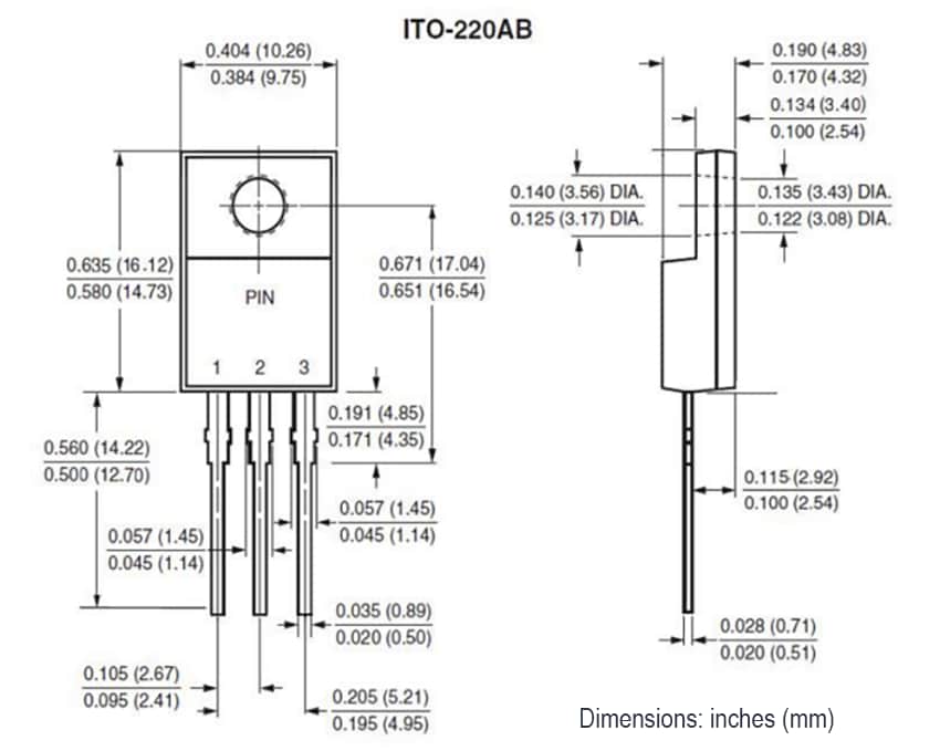 Mechanical Drawing - Vishay General Semiconductor MBRx Dual High-Voltage TMBS® Rectifiers