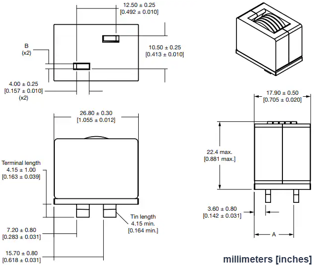 Mechanical Drawing - Vishay IHDM-1107BB-xA Automotive Through-Hole Inductors