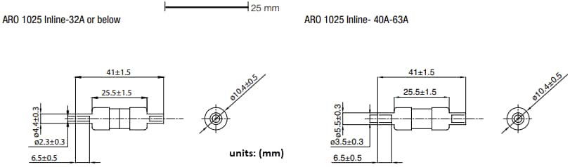 Mechanical Drawing - Schurter ARO Inline Fuses