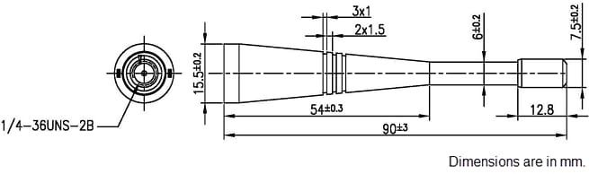 Mechanical Drawing - Taoglas FW.79.SMA.A Meteor Flexible Monopole Antenna
