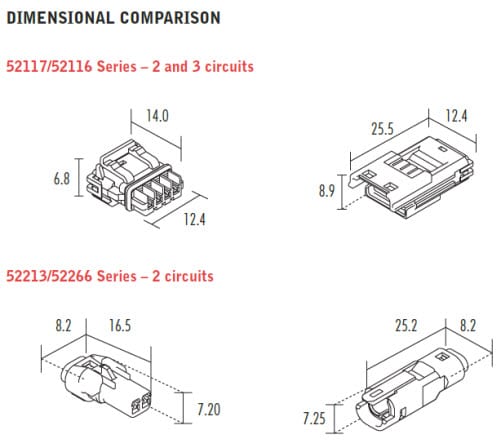 Molex Mizu-P25™ Miniature Waterproof Connectors Dimensions