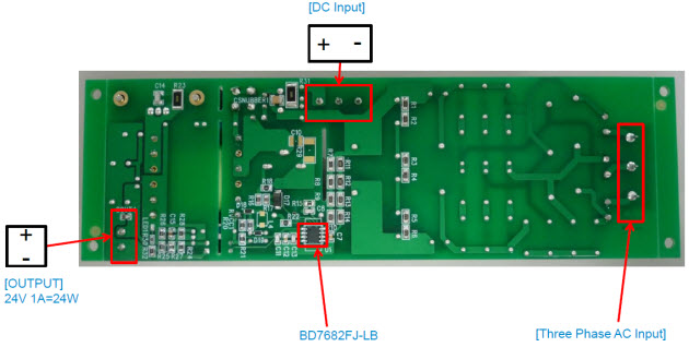 ROHM Semiconductor BD7682FJ-LB-EVK-402 Evaluation Board Diagram (Bottom View)